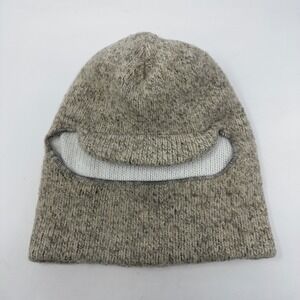 Knit Outerwear Wool Blend Balaclava Ski Mask Visor Oatmeal Tan Made in USA